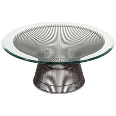 2018 Warren Platner for Knoll Table basse avec plateau en verre de 36" et base en bronze