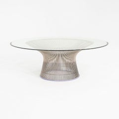 2018 Warren Platner for Knoll Coffee Table with 42" Glass Top and Nickel Base