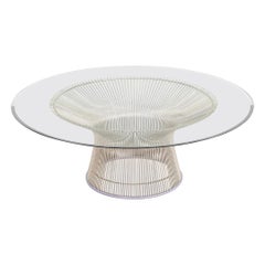 2018 Warren Platner for Knoll Coffee Table with 42" Glass Top and Nickel Base