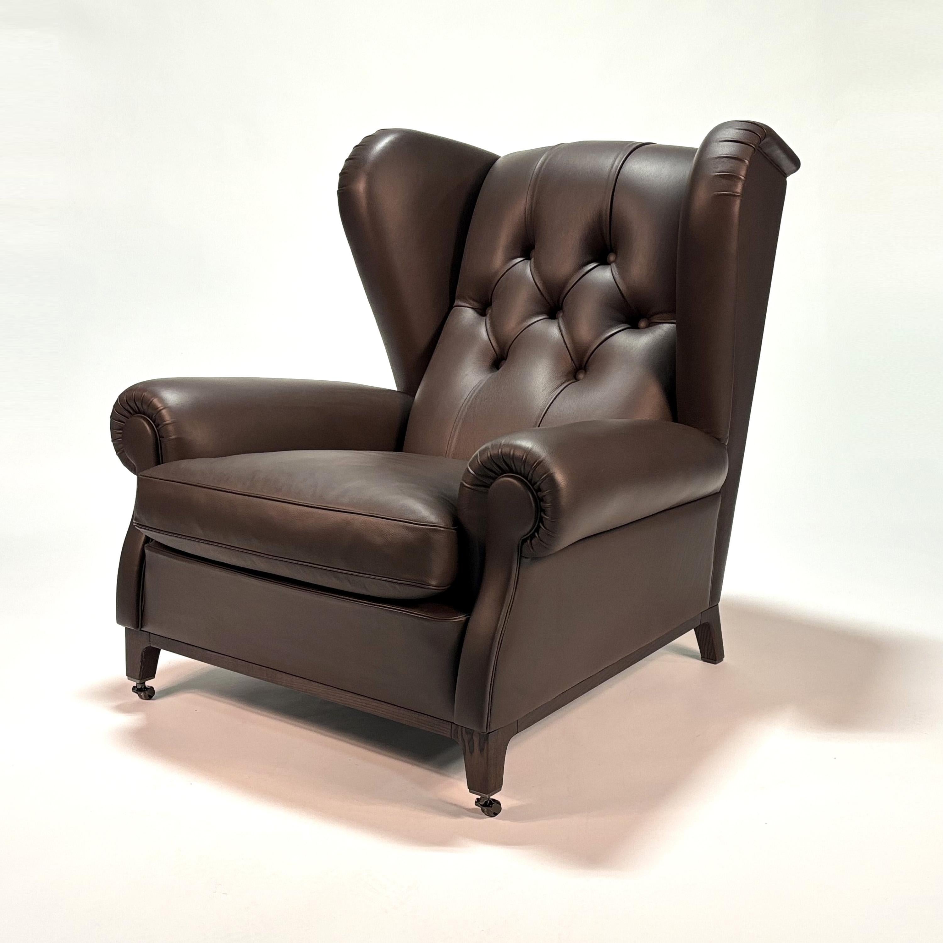 2019 Armchair by Roberto Lazzeroni & Poltrona Frau
2019 / 2022

An update of the classic 1919 Armchair by Renzo Frau as conceived by Roberto Lazzeroni and Poltrona Frau.

Solid birch frame upholstered in Poltrona Frau Colorsphere Leather, color