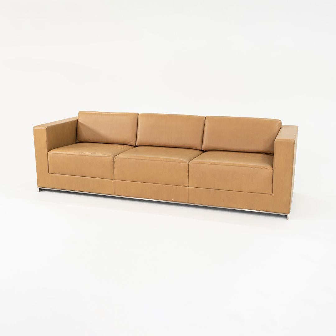 Modern 2019 Bernhardt Design B.1 3-Seat Sofa by Fabien Baron in Sand Shagreen Leather For Sale