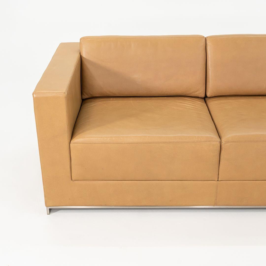 Steel 2019 Bernhardt Design B.1 3-Seat Sofa by Fabien Baron in Sand Shagreen Leather For Sale