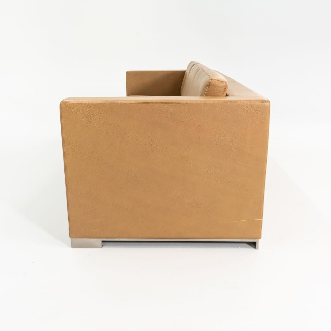 2019 Bernhardt Design B.1 3-Seat Sofa by Fabien Baron in Sand Shagreen Leather For Sale 1
