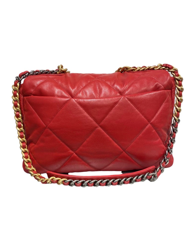 2019 Chanel 19 Red Shoulder Bag Big Size
