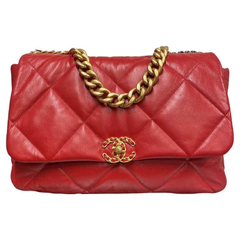 2019 Chanel 19 Red Shoulder Bag Big Size For Sale at 1stDibs