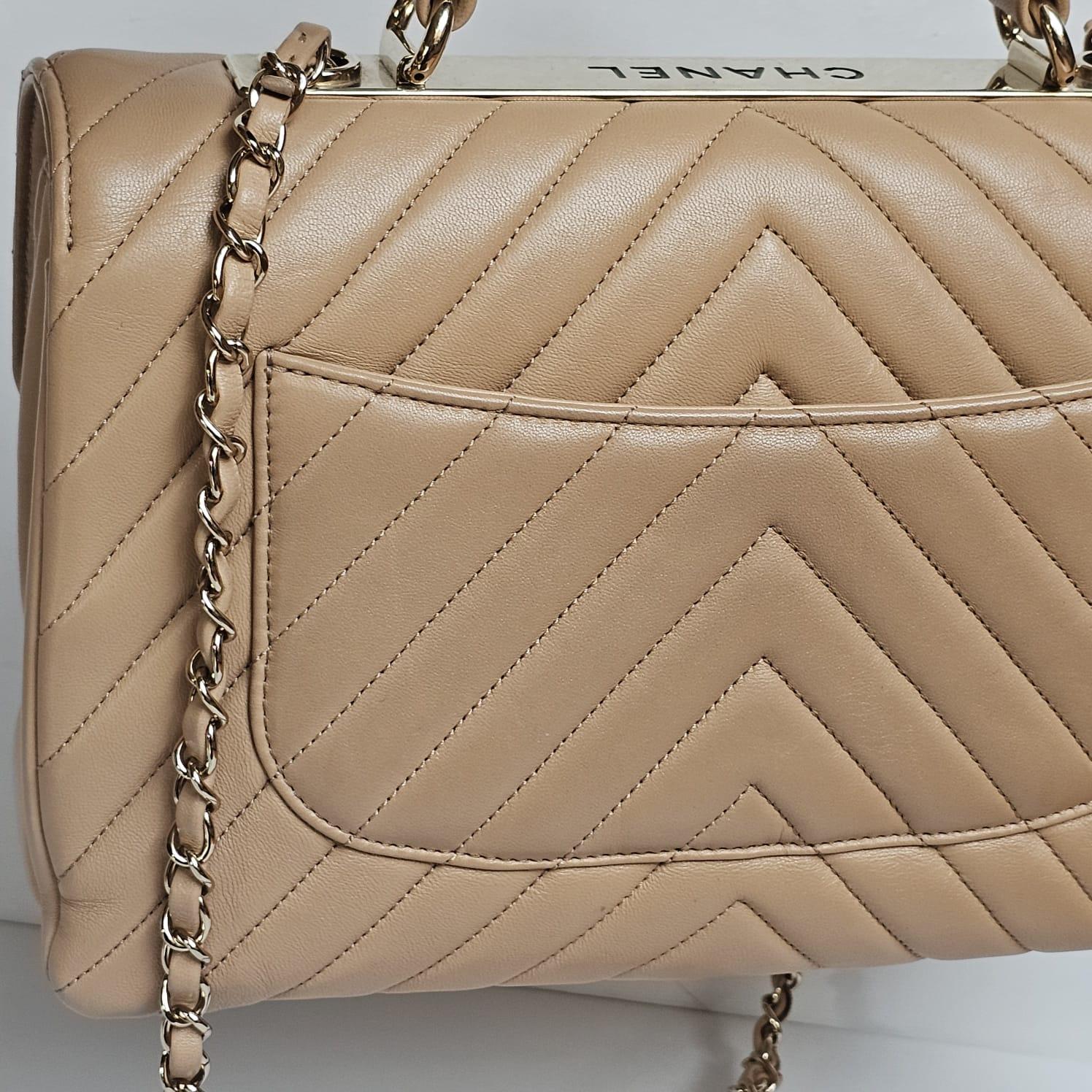 2019 Chanel Beige Chevron Quilted Medium Trendy Bag 11