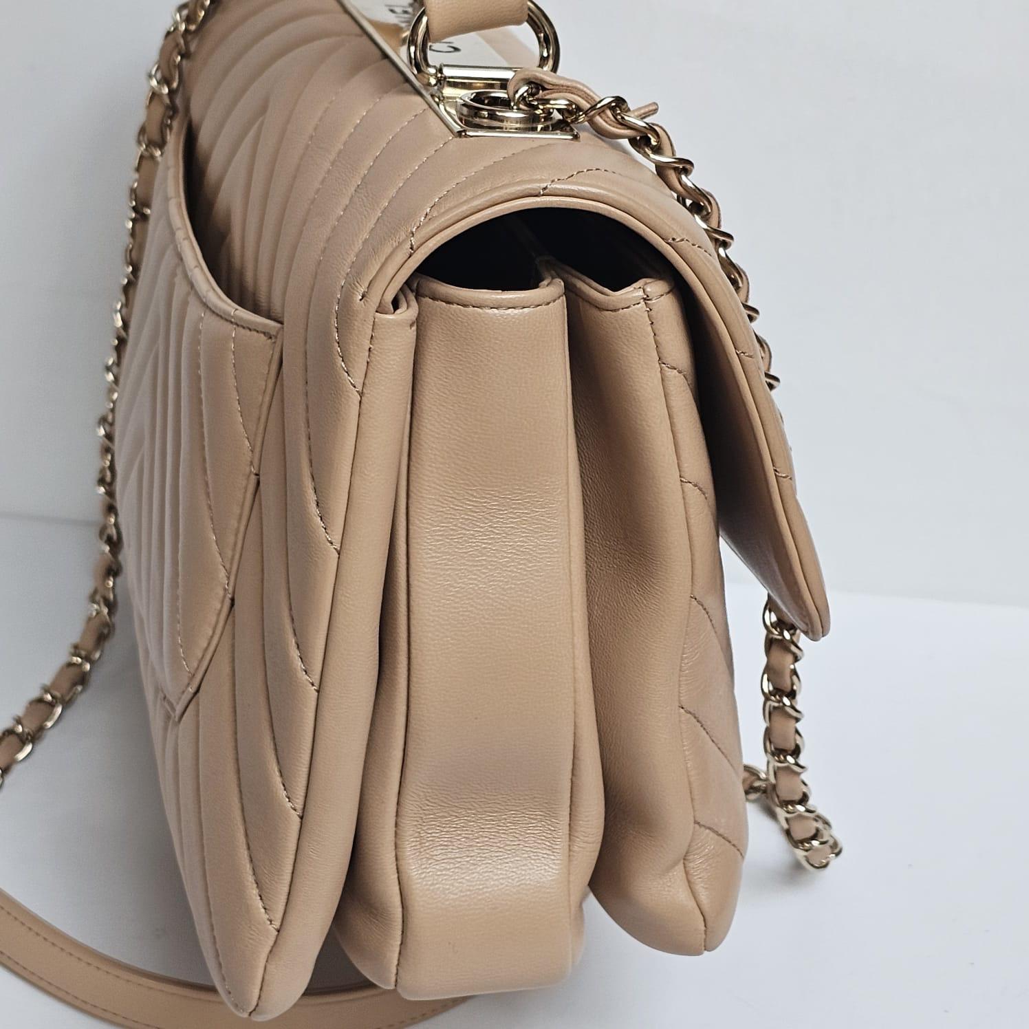 2019 Chanel Beige Chevron Quilted Medium Trendy Bag 12
