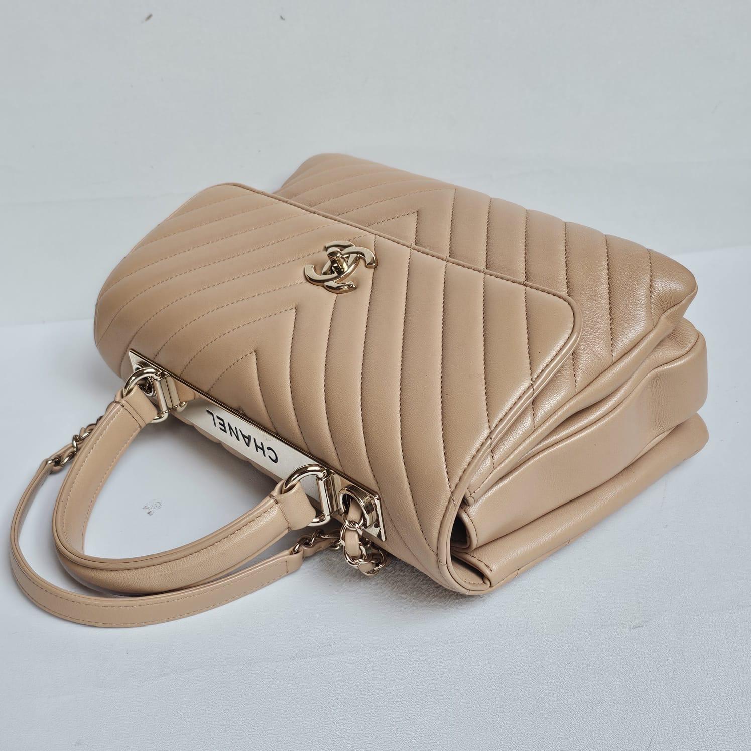 Women's 2019 Chanel Beige Chevron Quilted Medium Trendy Bag