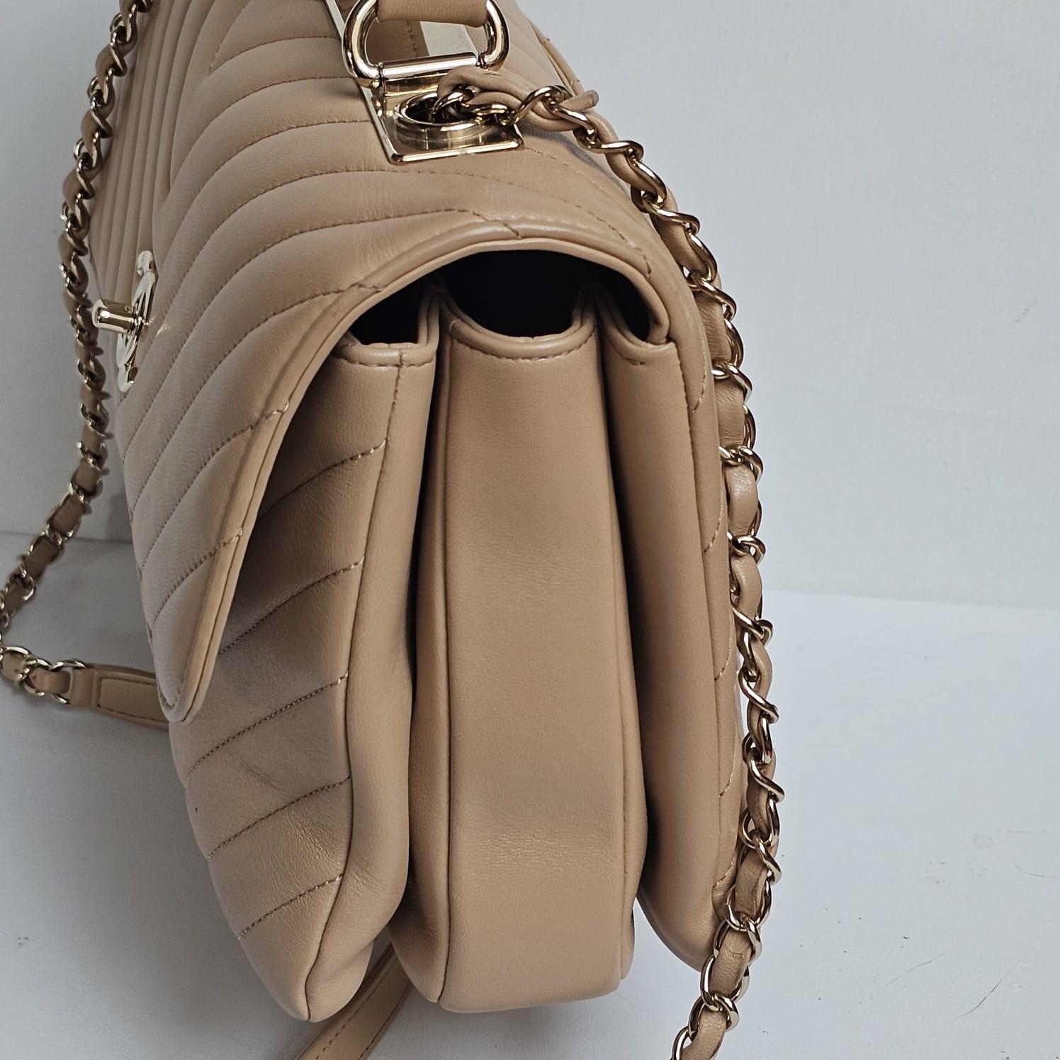 2019 Chanel Beige Chevron Quilted Medium Trendy Bag 1