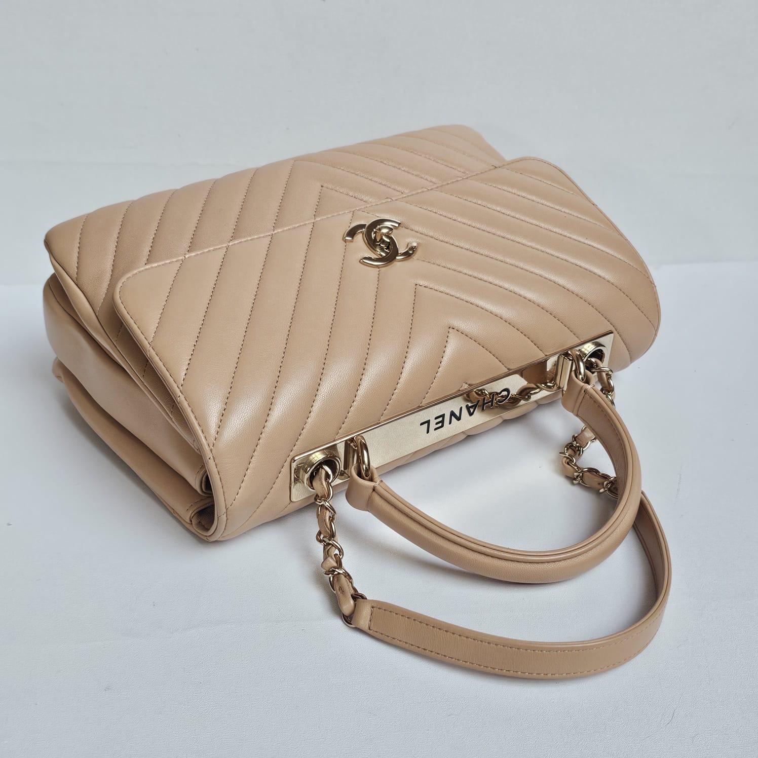 2019 Chanel Beige Chevron Quilted Medium Trendy Bag 5