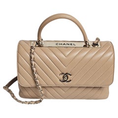 2019 Chanel Beige Chevron Quilted Medium Trendy Bag