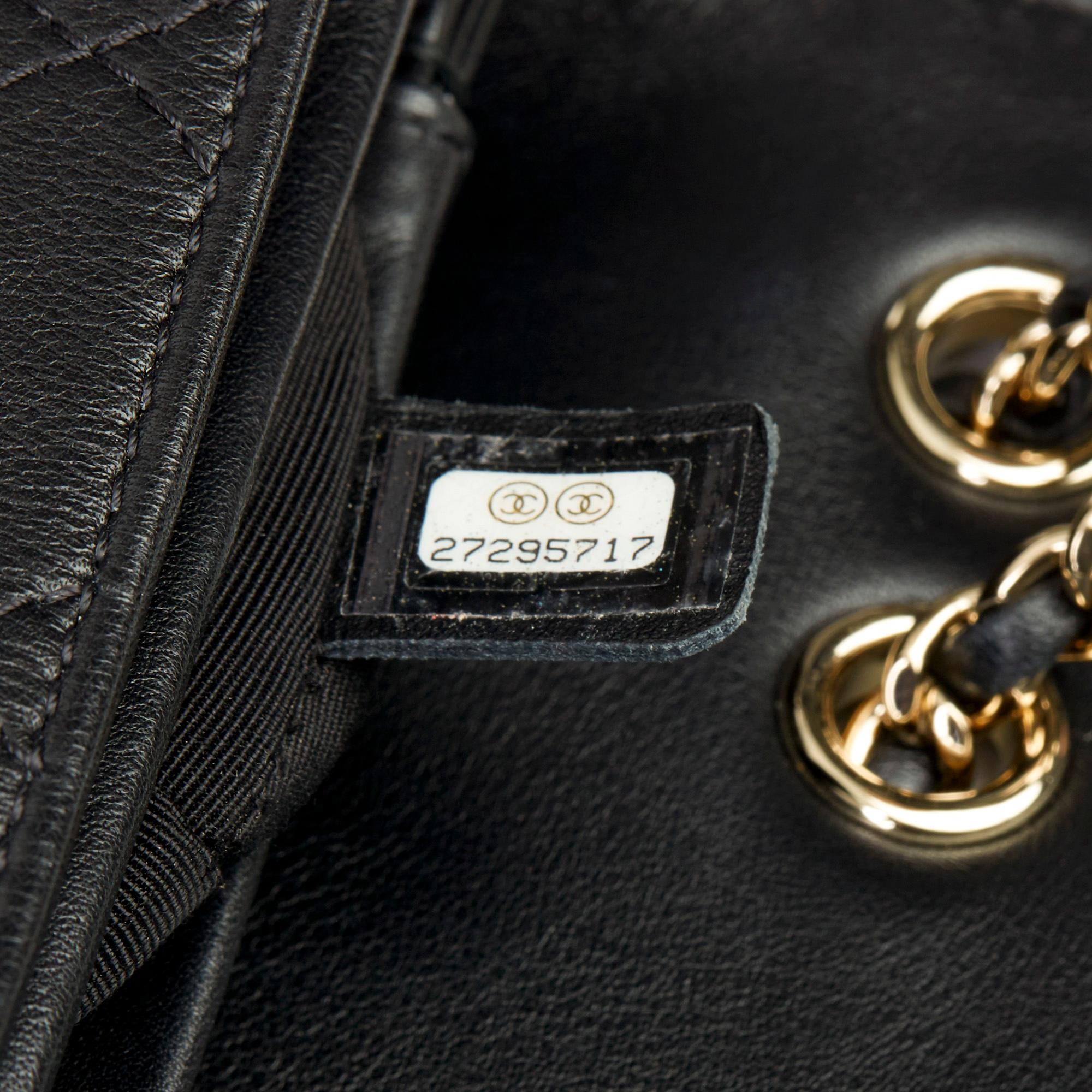 2019 Chanel Schwarz gesteppt Kalbsleder Dreifachfach klassische einzelne Klappe Tasche 6