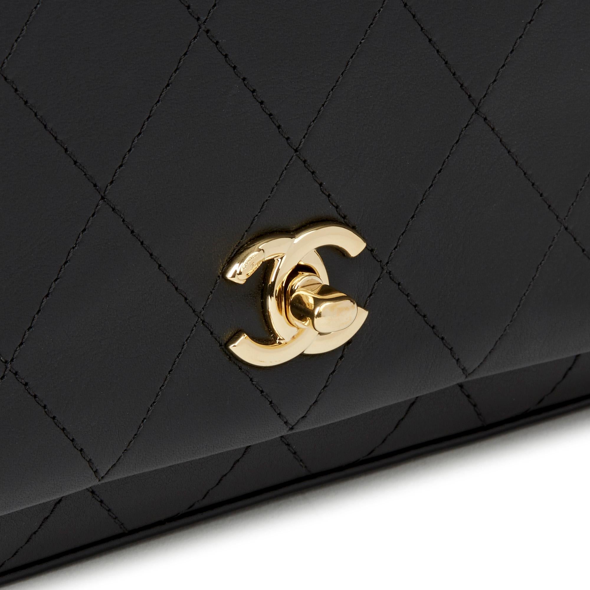 2019 Chanel Schwarz gesteppt Kalbsleder Dreifachfach klassische einzelne Klappe Tasche 3