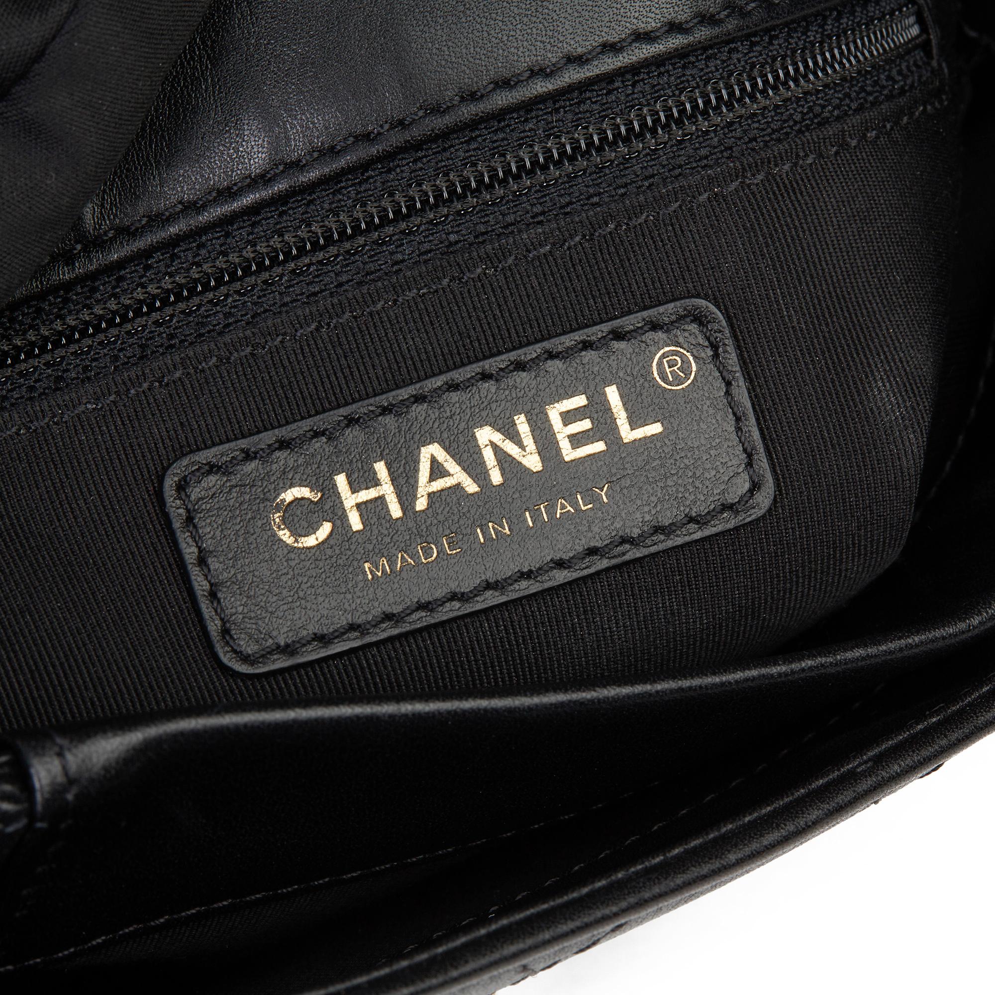 2019 Chanel Schwarz gesteppt Kalbsleder Dreifachfach klassische einzelne Klappe Tasche 5