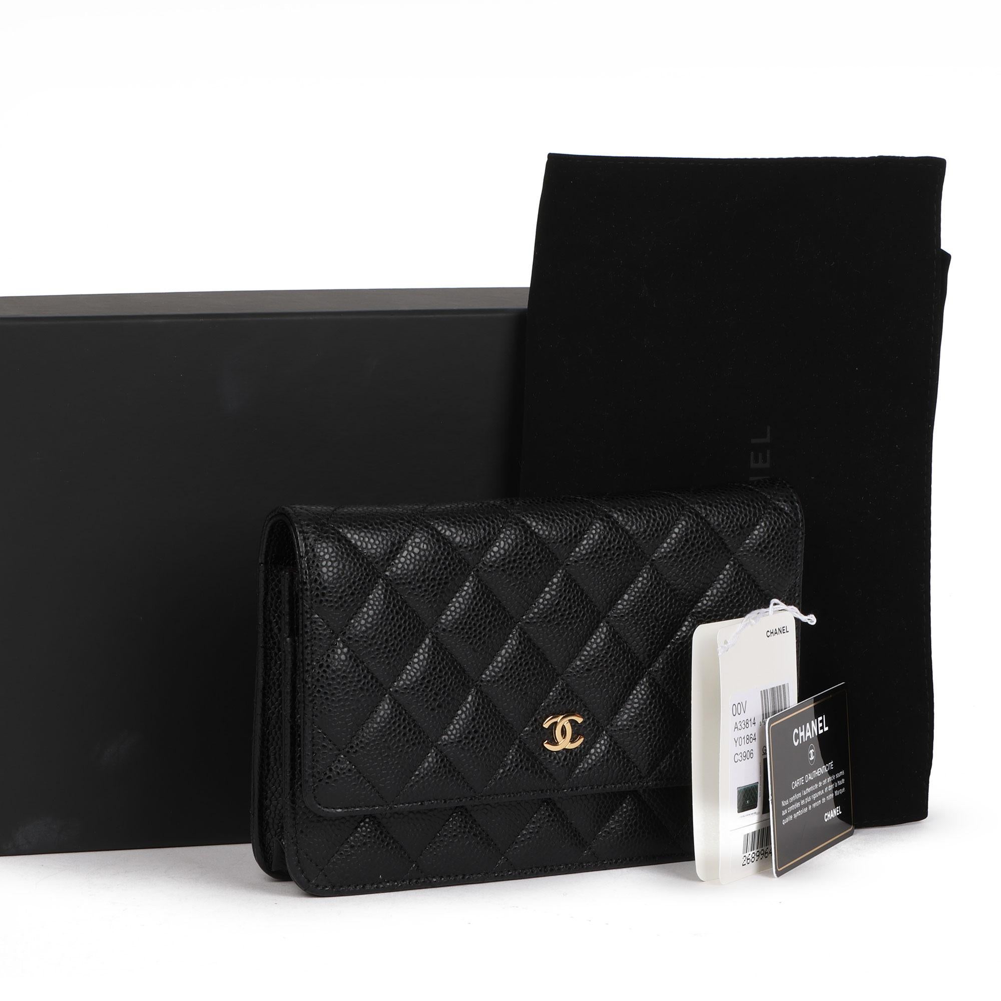 2019 Chanel Black Quilted Caviar Leather Wallet-on-Chain WOC 4