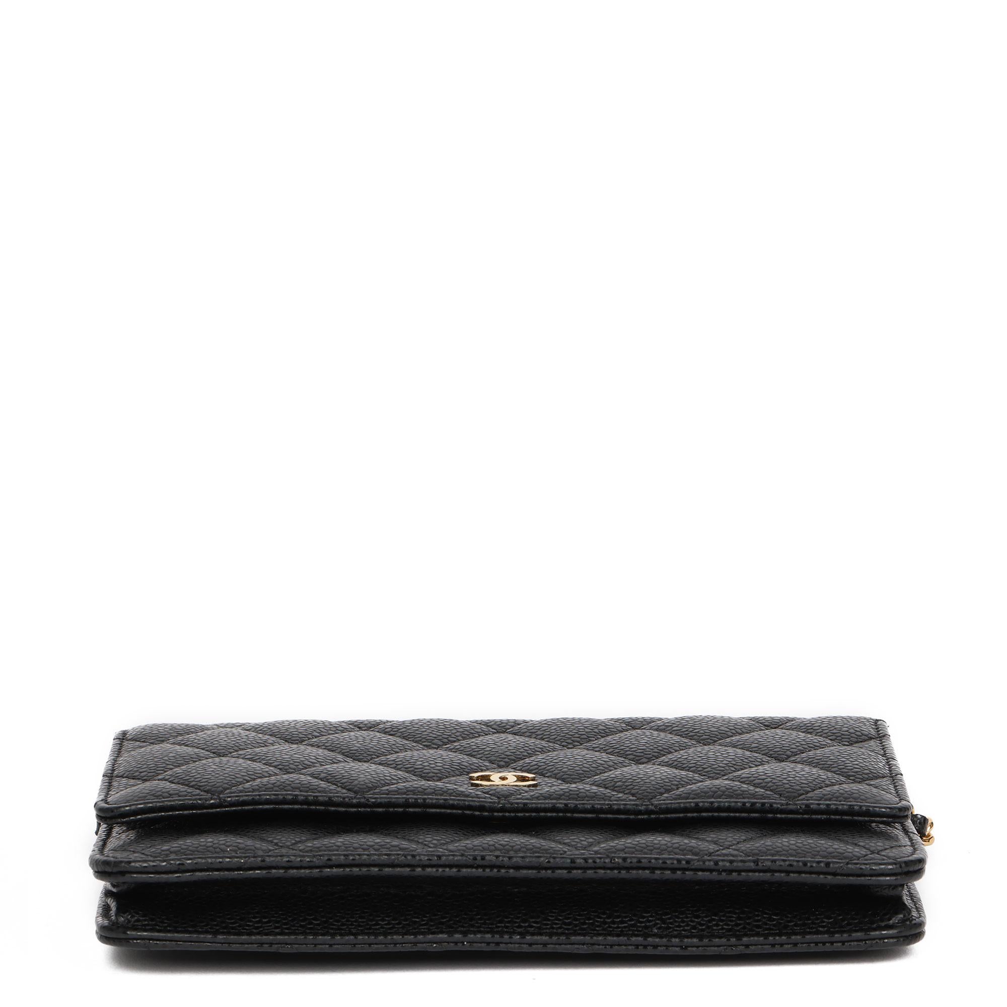 2019 Chanel Black Quilted Caviar Leather Wallet-on-Chain WOC In Excellent Condition In Bishop's Stortford, Hertfordshire