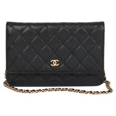 Chanel Beige Quilted Caviar Wallet on Chain WOC