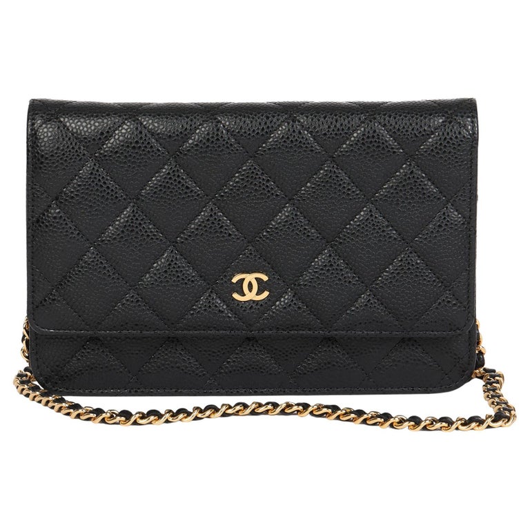 2019 Chanel Black Quilted Caviar Leather Wallet-on-Chain WOC at
