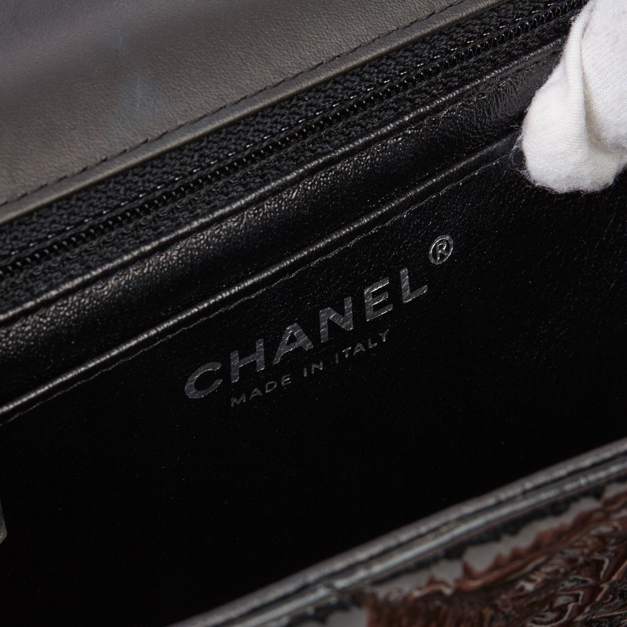 2019 Chanel Black Quilted Crumpled Metallic Calfskin SO Black Mini Flap Bag 6
