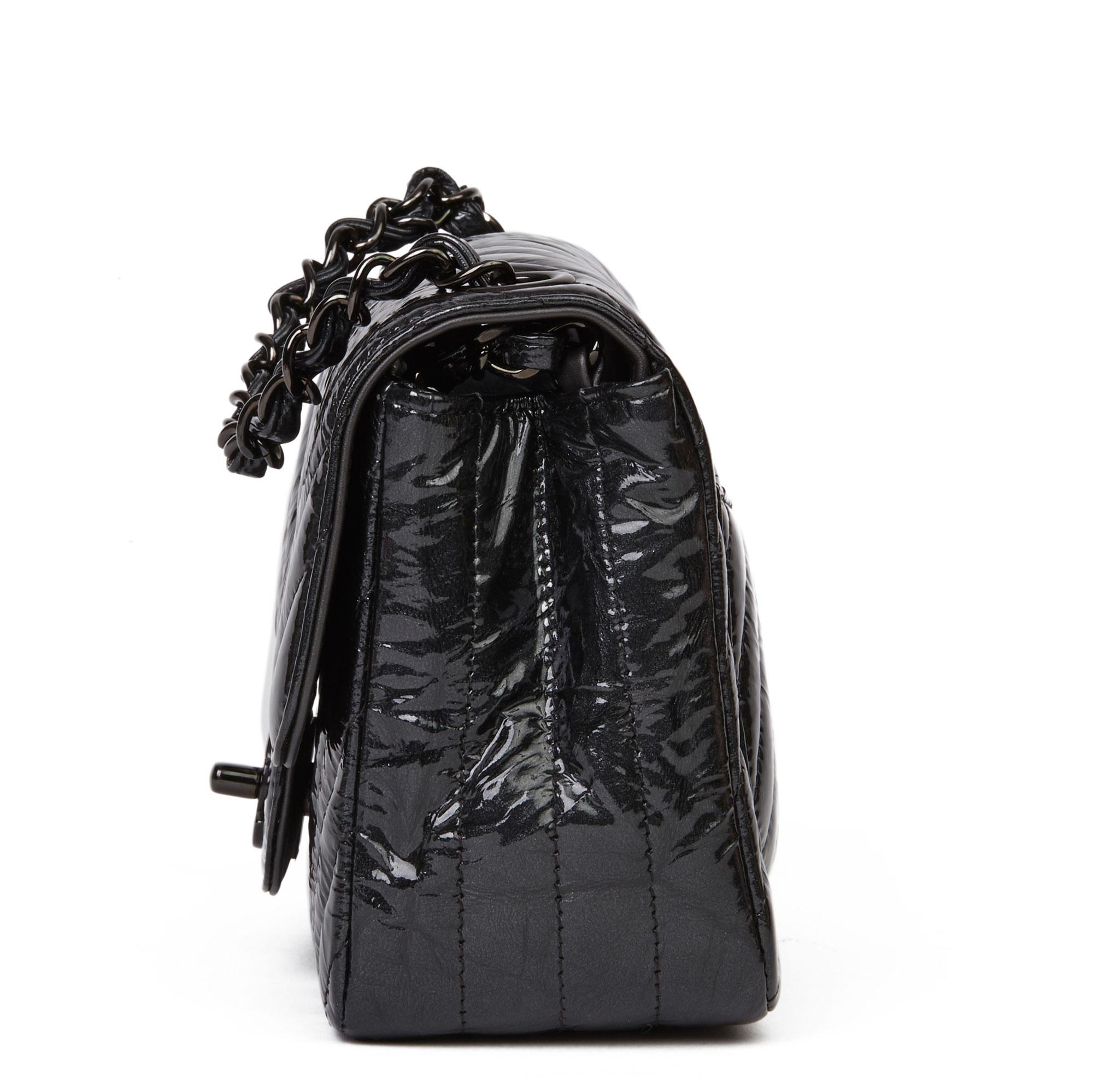 Women's 2019 Chanel Black Quilted Crumpled Metallic Calfskin SO Black Mini Flap Bag