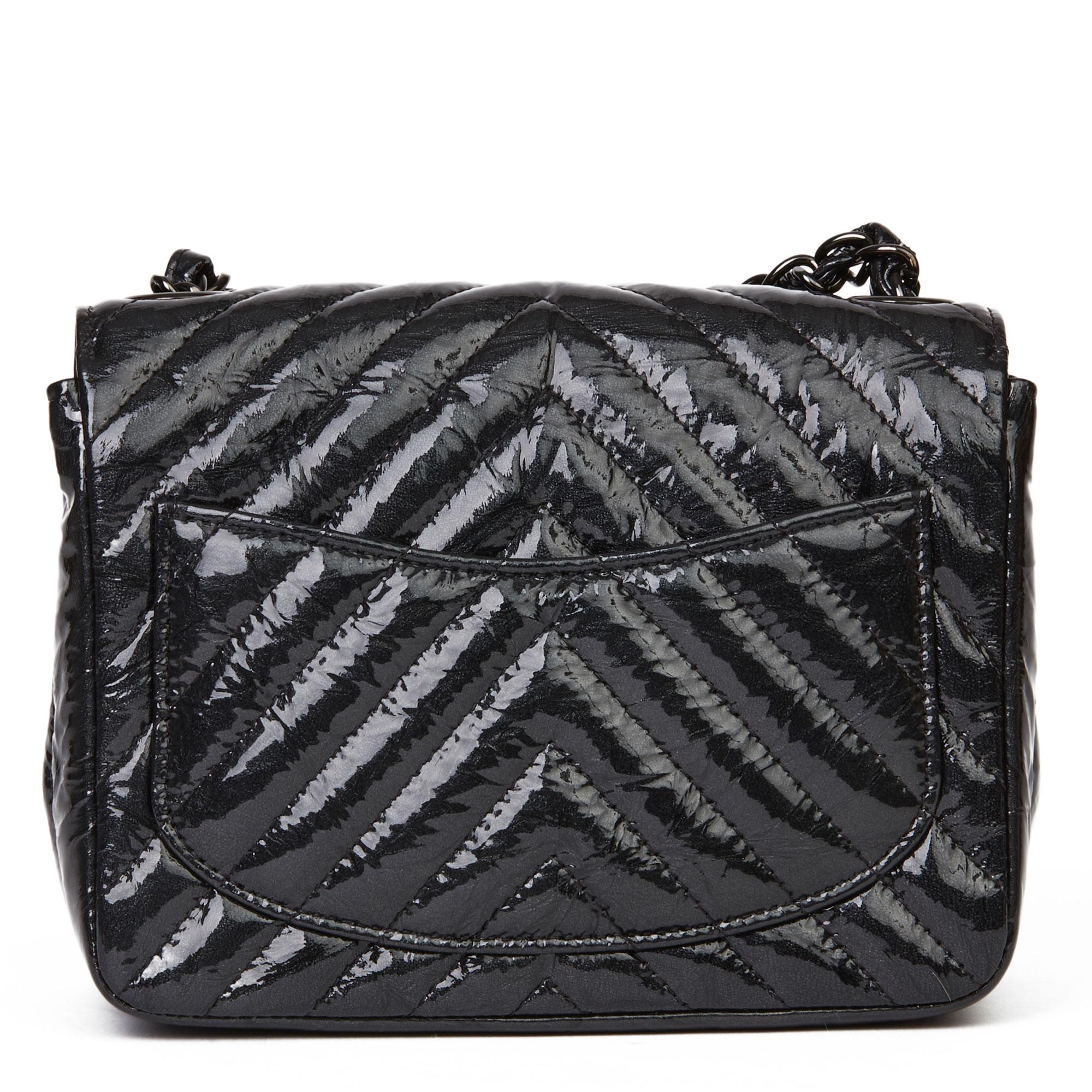 2019 Chanel Black Quilted Crumpled Metallic Calfskin SO Black Mini Flap Bag 1