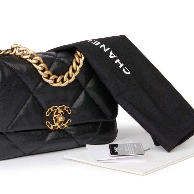2019 Chanel Black Quilted Goatskin Small 19 Flap Bag at 1stDibs