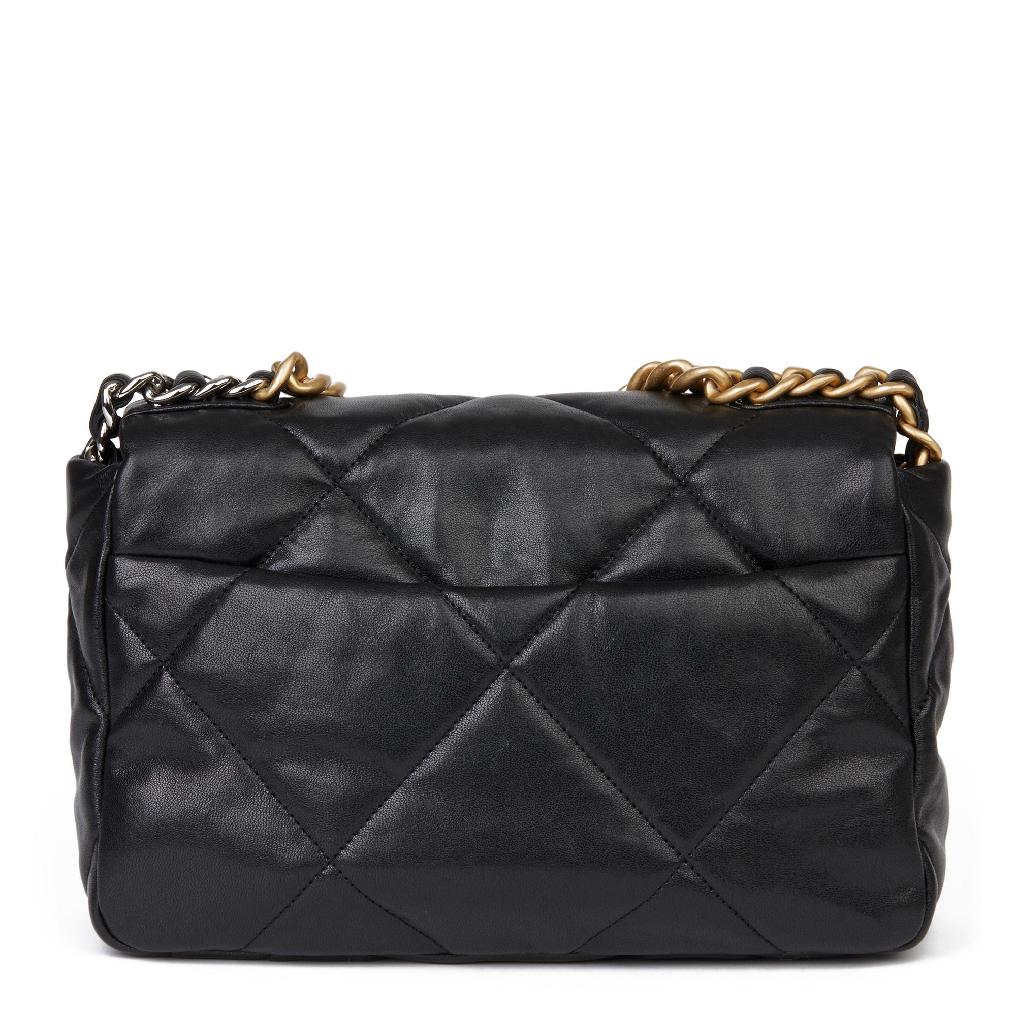 goatskin quilted medium 19 flap black