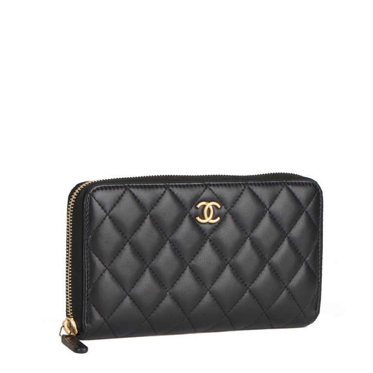 2019 Chanel Black Quilted Lambskin Classic Long Zipped Wallet at 1stDibs