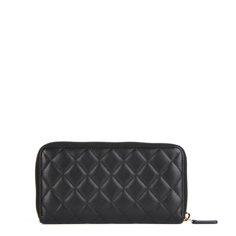 2019 Chanel Black Quilted Lambskin Classic Long Zipped Wallet In Excellent Condition For Sale In Bishop's Stortford, Hertfordshire