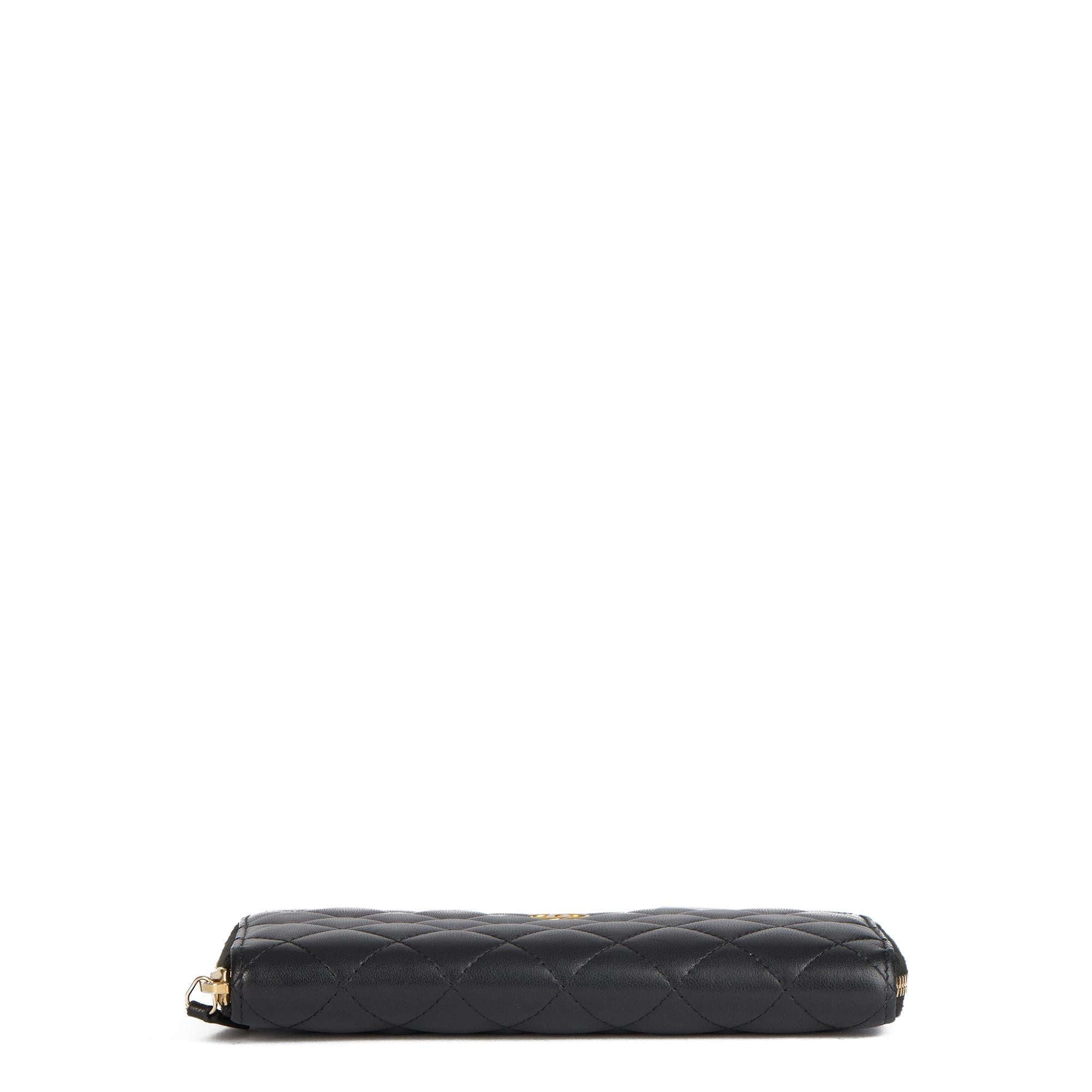 2019 Chanel Black Quilted Lambskin Classic Long Zipped Wallet 1