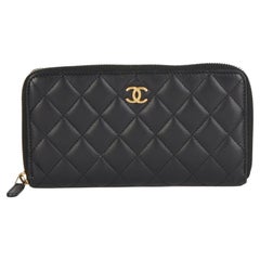 2019 Chanel Black Quilted Lambskin Classic Long Zipped Wallet