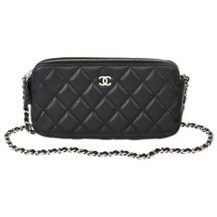 2019 Chanel Black Quilted Lambskin Double Zip Wallet-on-Chain WOC