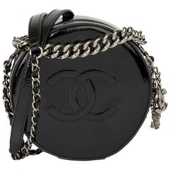 2019 Chanel Black Quilted Patent Leather Round as Earth Bag