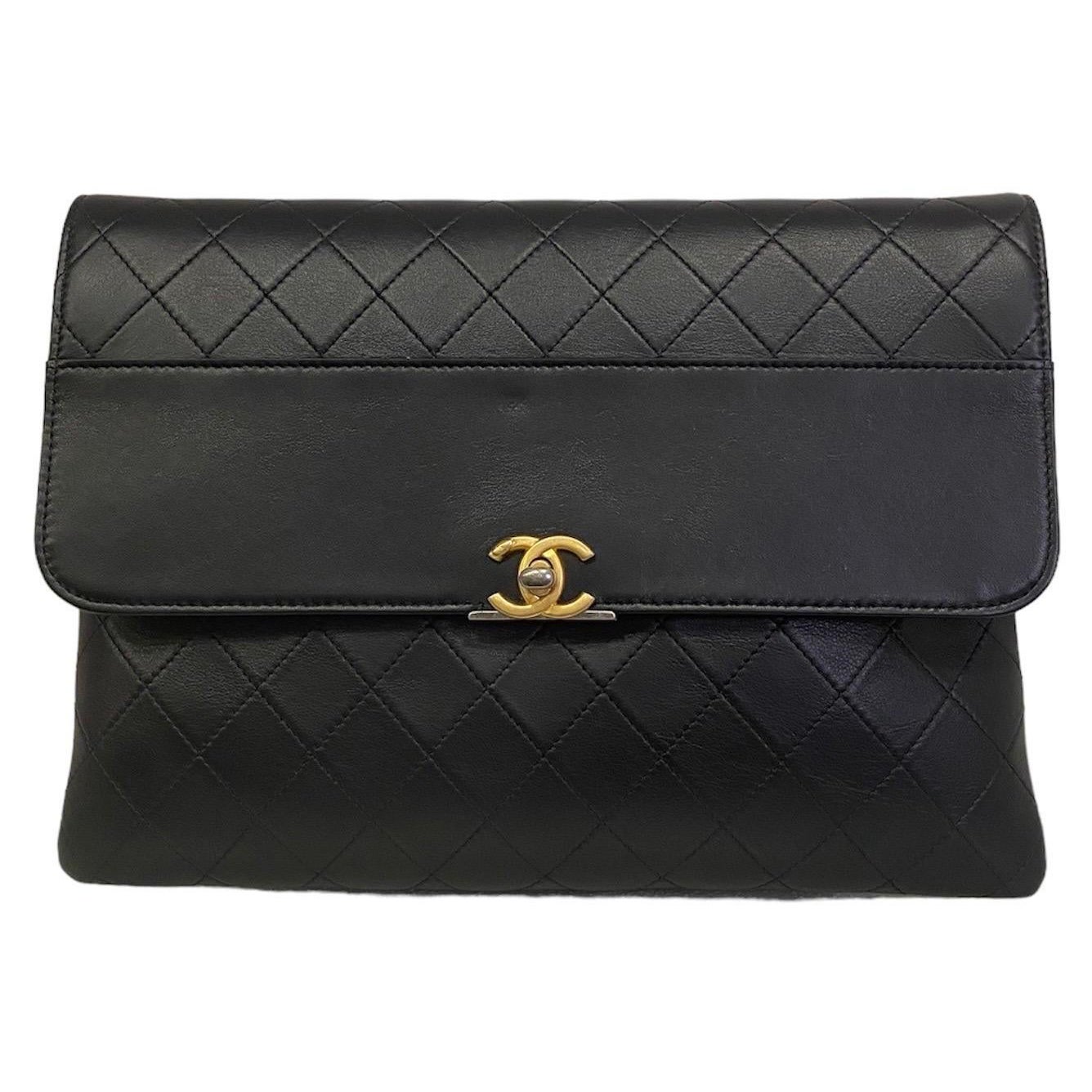2019 Chanel Clutch Black Leather Top Handle Bag