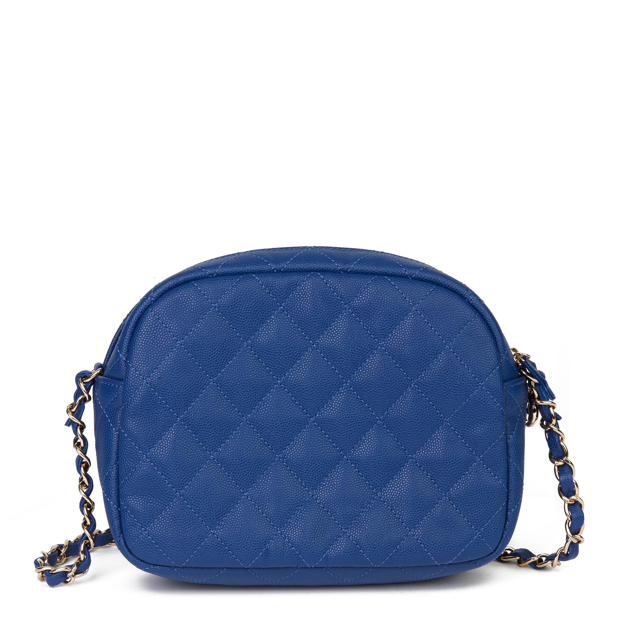 2019 Chanel Electric Blue Quilted Caviar Leather Medium CC Day Camera Case In Excellent Condition In Bishop's Stortford, Hertfordshire