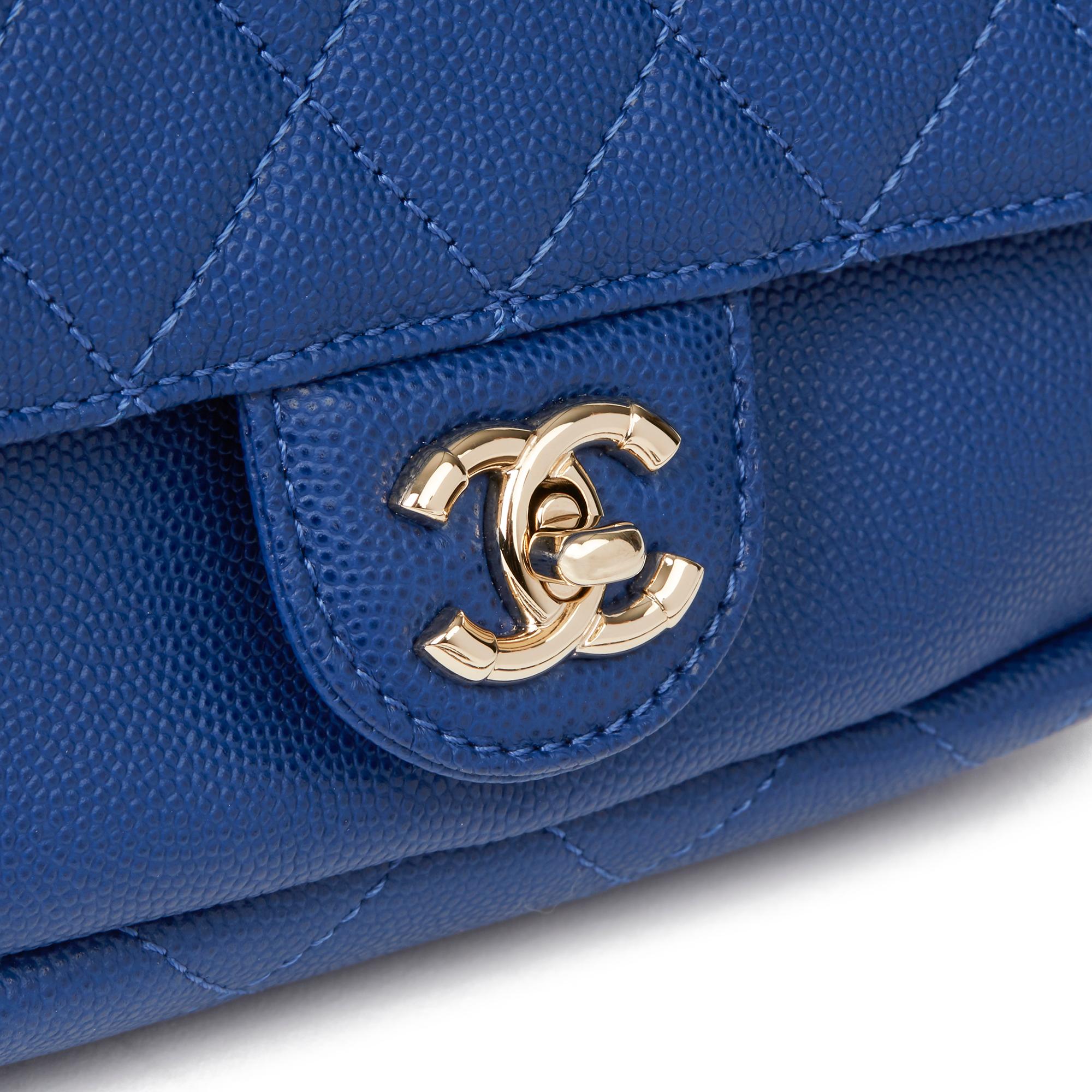 2019 Chanel Electric Blue Quilted Caviar Leather Medium CC Day Camera Case 1