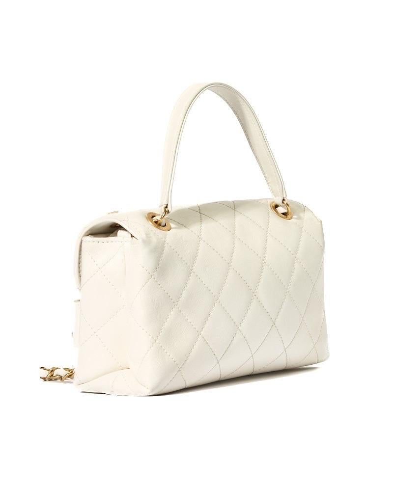 2019 Chanel Flap Bag Enchained Pelle Trapuntata Bianca For Sale 1