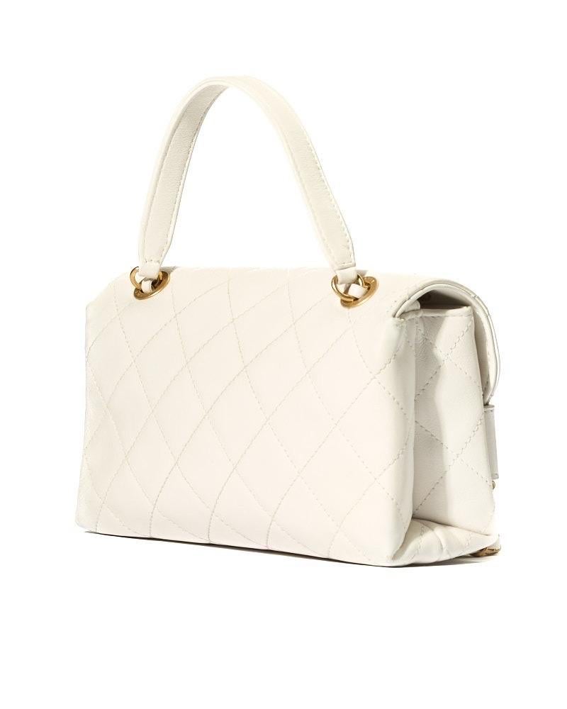 2019 Chanel Flap Bag Enchained Pelle Trapuntata Bianca For Sale 2