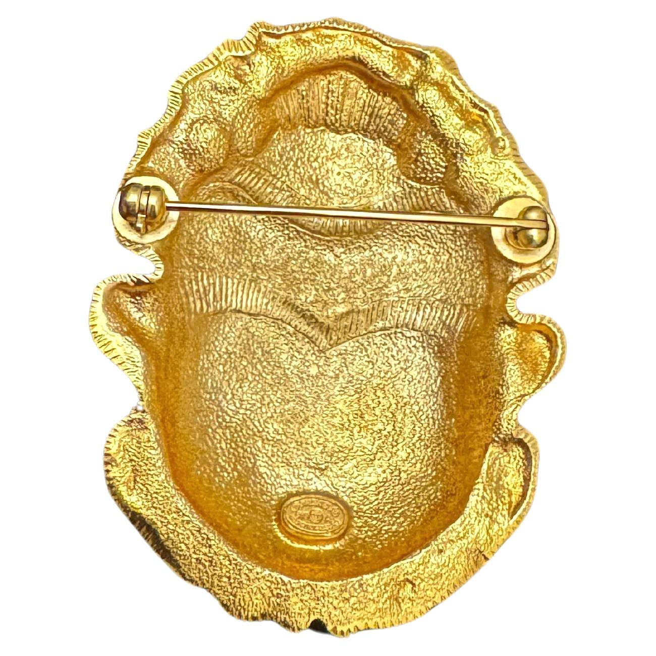 2019 CHANEL Gold Toned Egyptian Scarab Beetle Brooch In Excellent Condition In Bangkok, TH