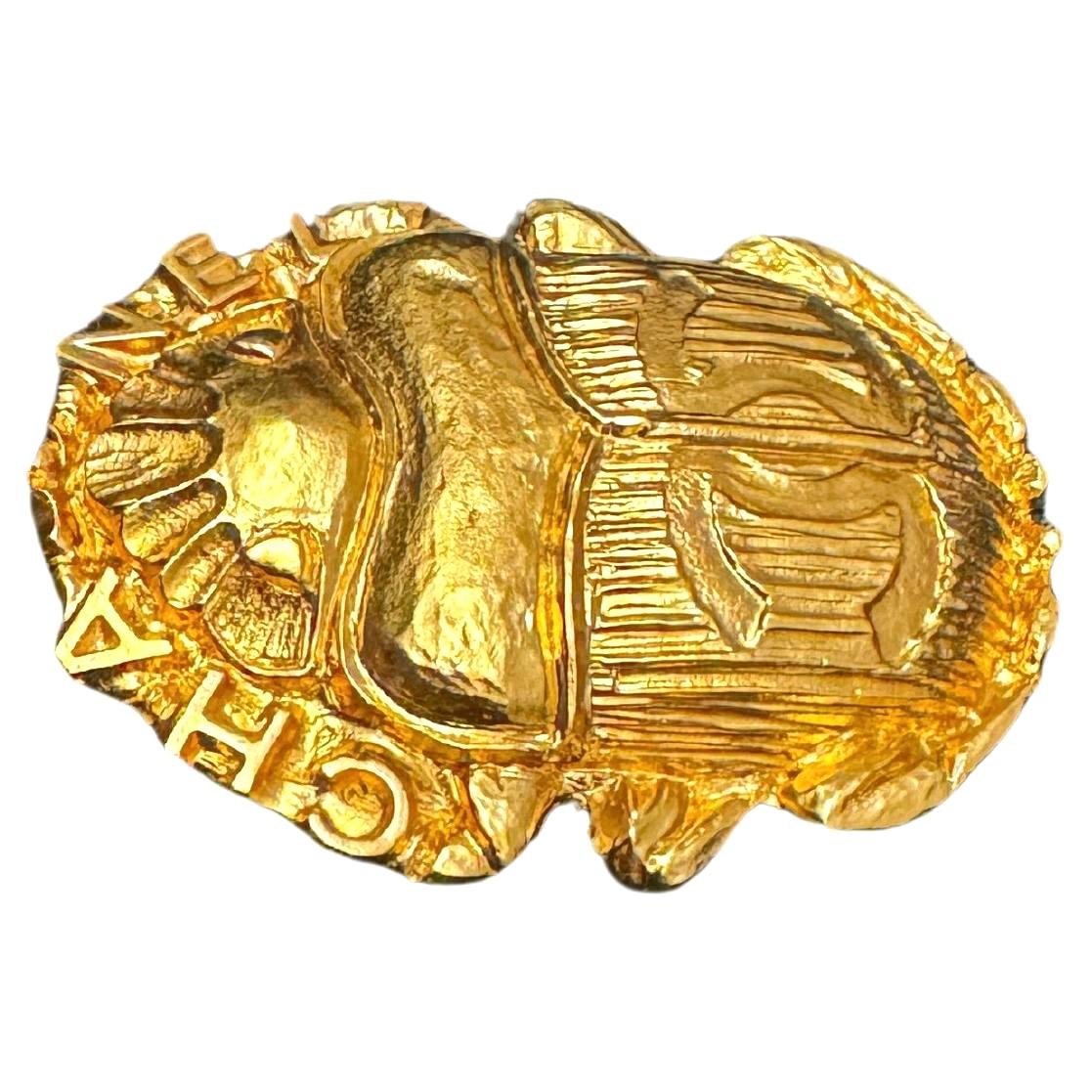Women's or Men's 2019 CHANEL Gold Toned Egyptian Scarab Beetle Brooch