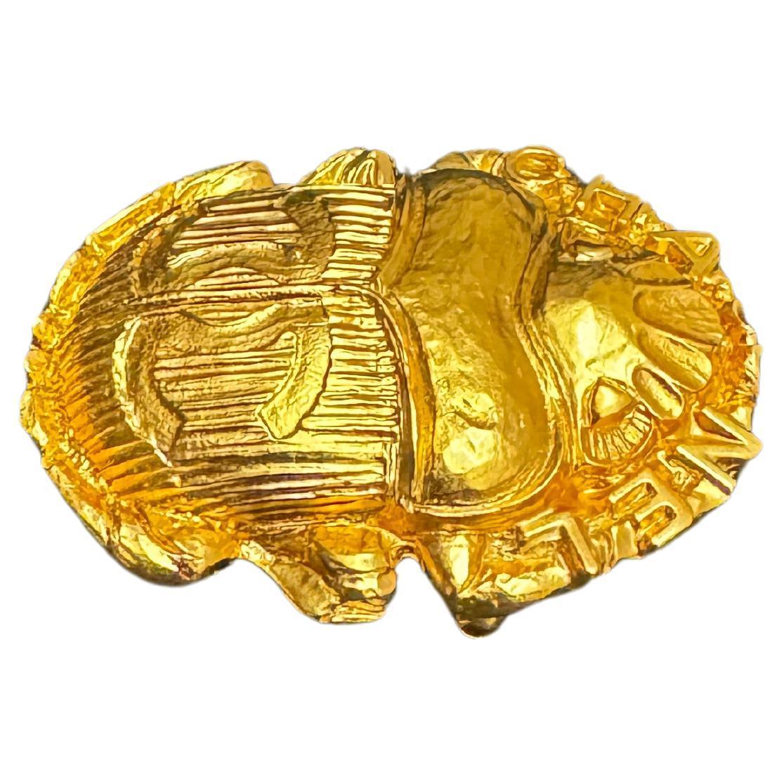 2019 CHANEL Gold Toned Egyptian Scarab Beetle Brooch 1