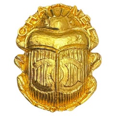 2019 CHANEL Gold Toned Egyptian Scarab Beetle Brooch