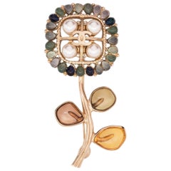 2019 Chanel Gripoix Glass Flower Brooch
