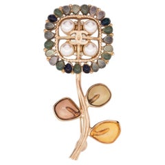 Vintage 2019 Chanel Gripoix Glass Flower Brooch