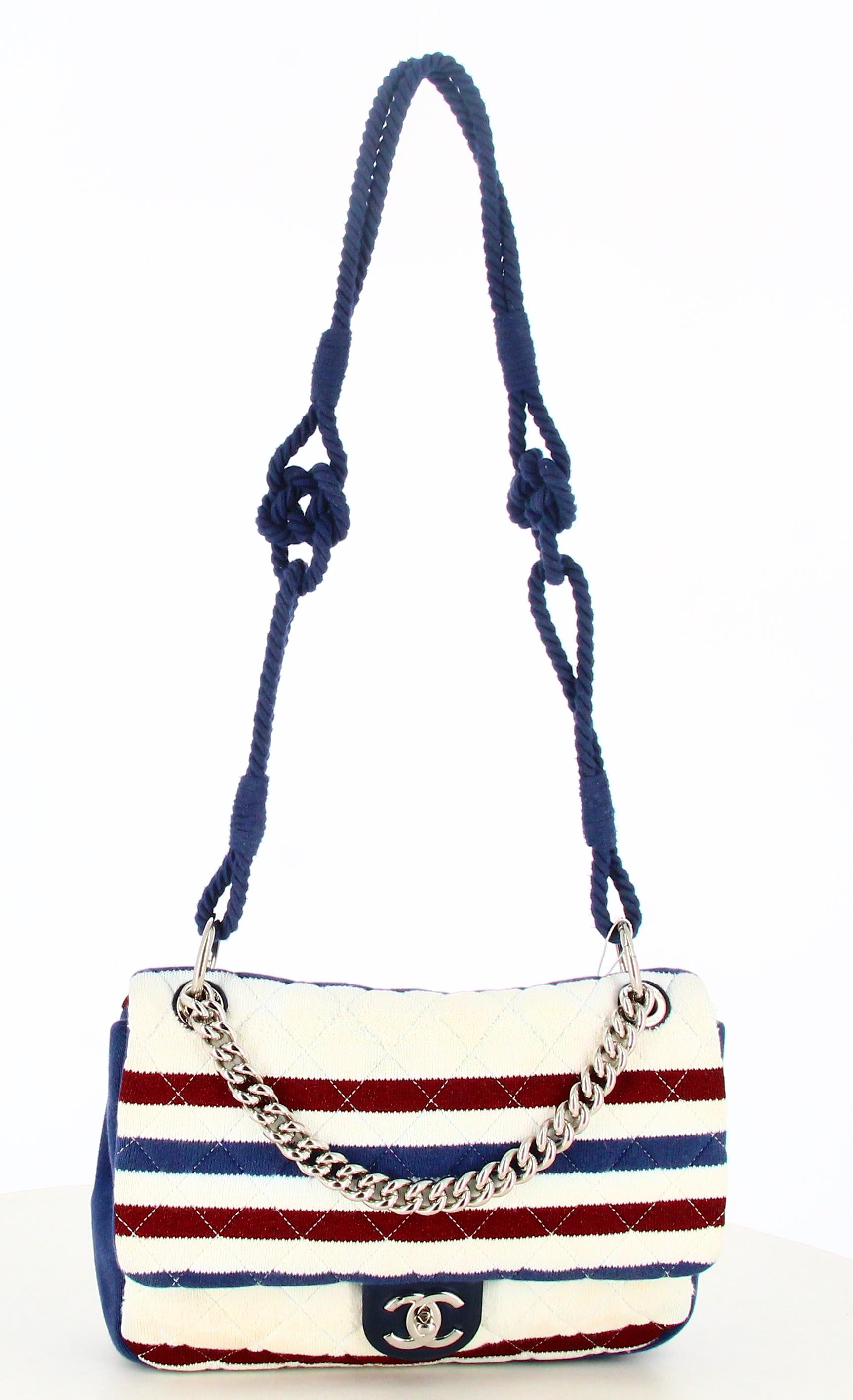2019 Chanel Jumbo Jersey Rope Flap Bag Shoulder Bag For Sale at 1stDibs