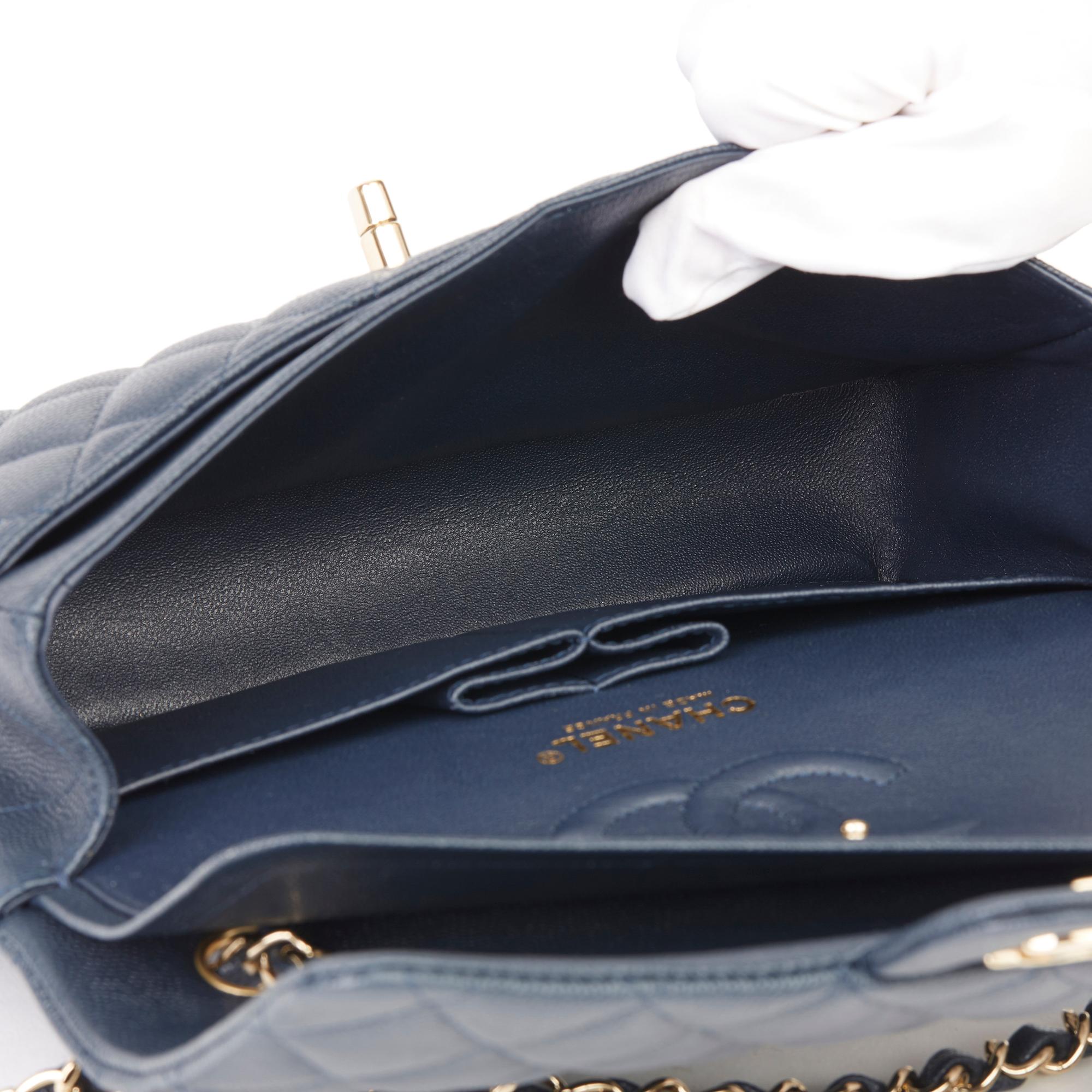 2019 Chanel Navy Quilted Caviar Leather Small Classic Double Flap Bag 6