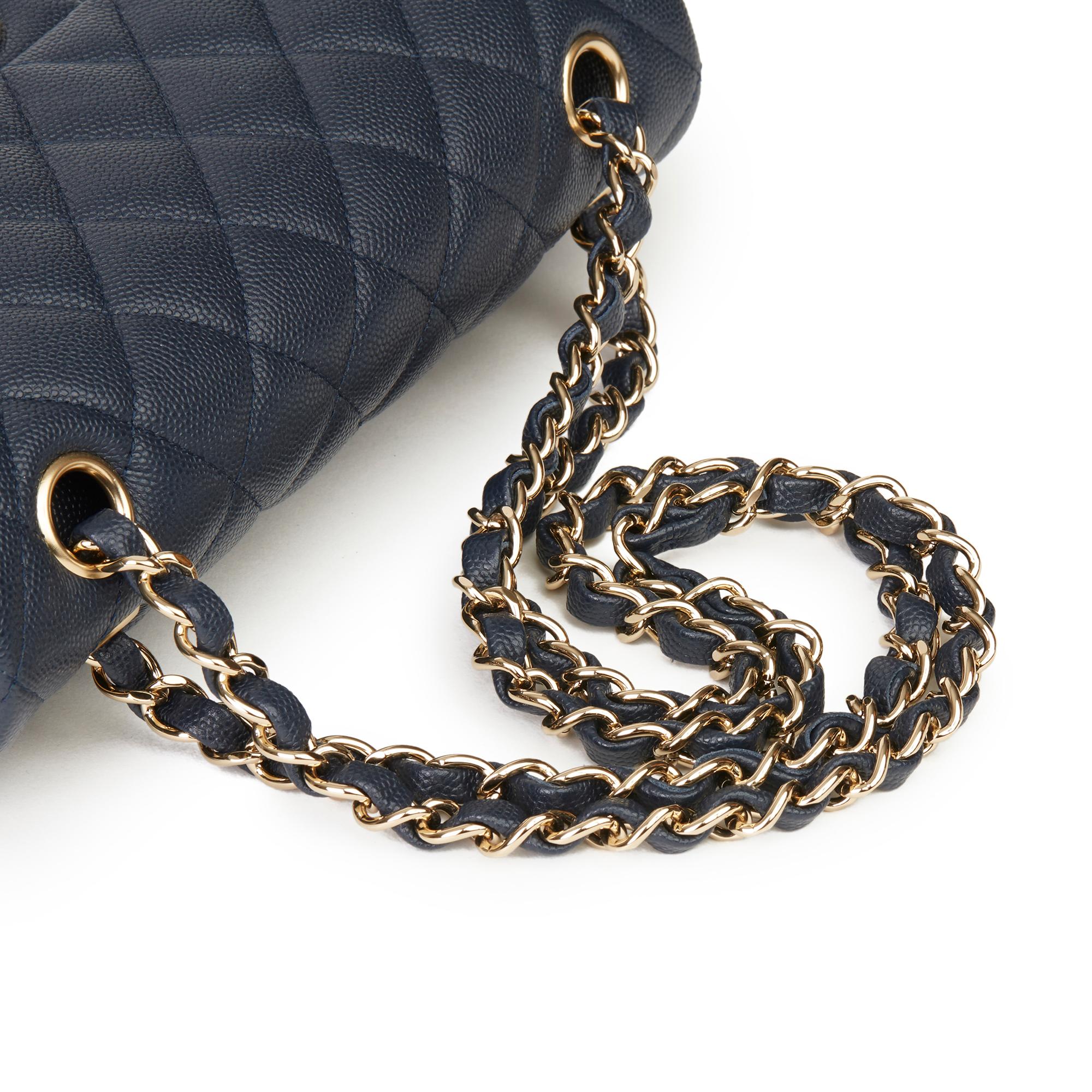 2019 Chanel Navy Quilted Caviar Leather Small Classic Double Flap Bag  3