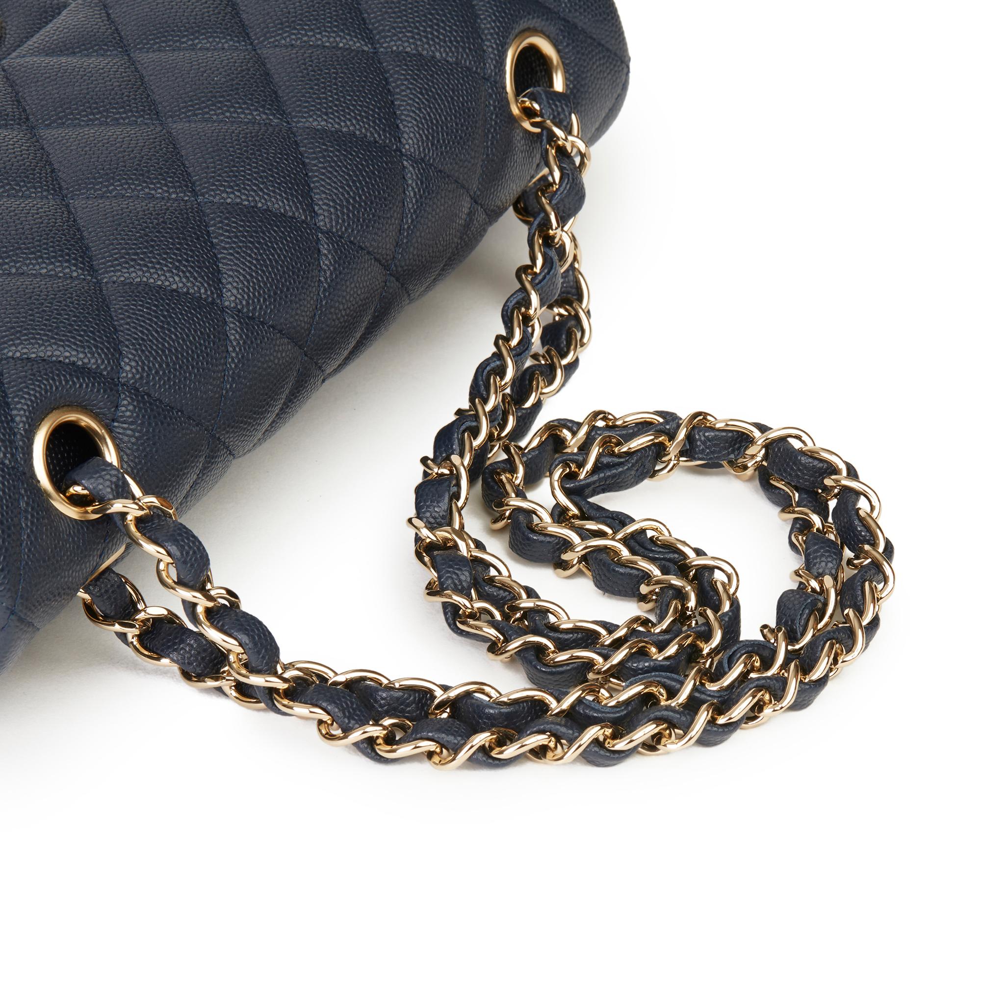 2019 Chanel Navy Quilted Caviar Leather Small Classic Double Flap Bag 3