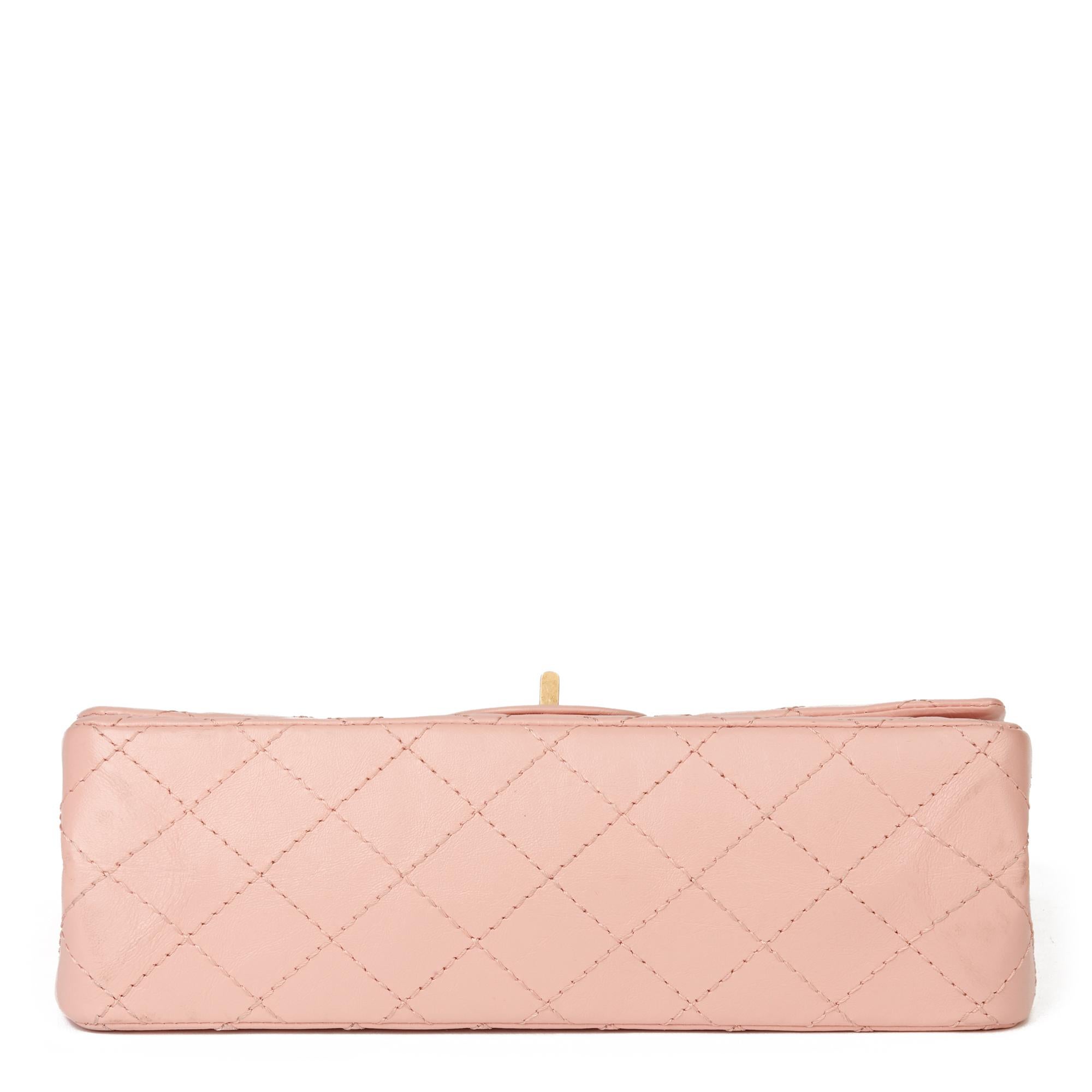 Orange 2019 Chanel Pink Quilted Aged Calfskin Leather 2.55 Reissue 225 Double Flap Bag 
