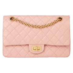 2019 Chanel Pink Quilted Aged Calfskin Leather 2.55 Reissue 225 Double Flap Bag 